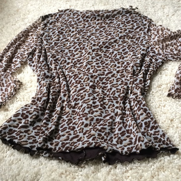 Semi Sheer Ruffle Leopard Blouse - Picture 3 of 7